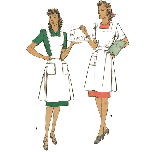 Women in American Red Cross uniform and Waitress Apron