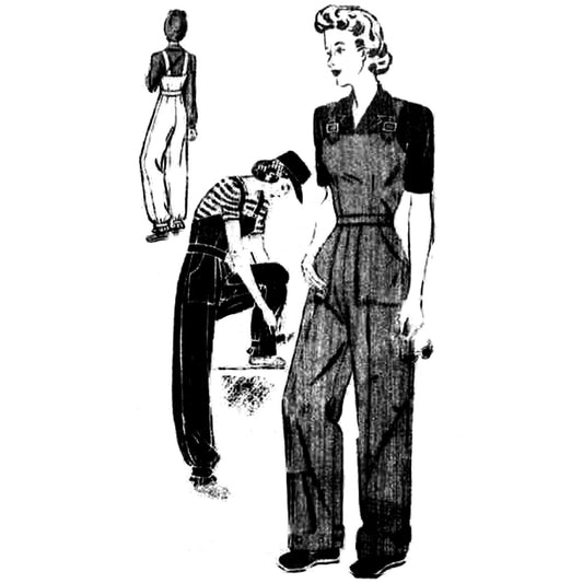 Woman wearing 1940s Pattern, Women's ’Rosie’ Land Army Overalls, Dungaree