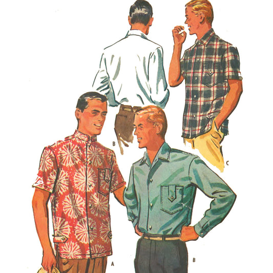 Men wearing shirts a 1950s Pattern, Men's Nehru Sports Shirt