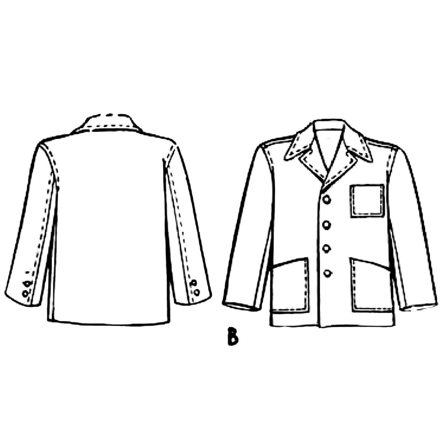 Line drawing of View B front and back