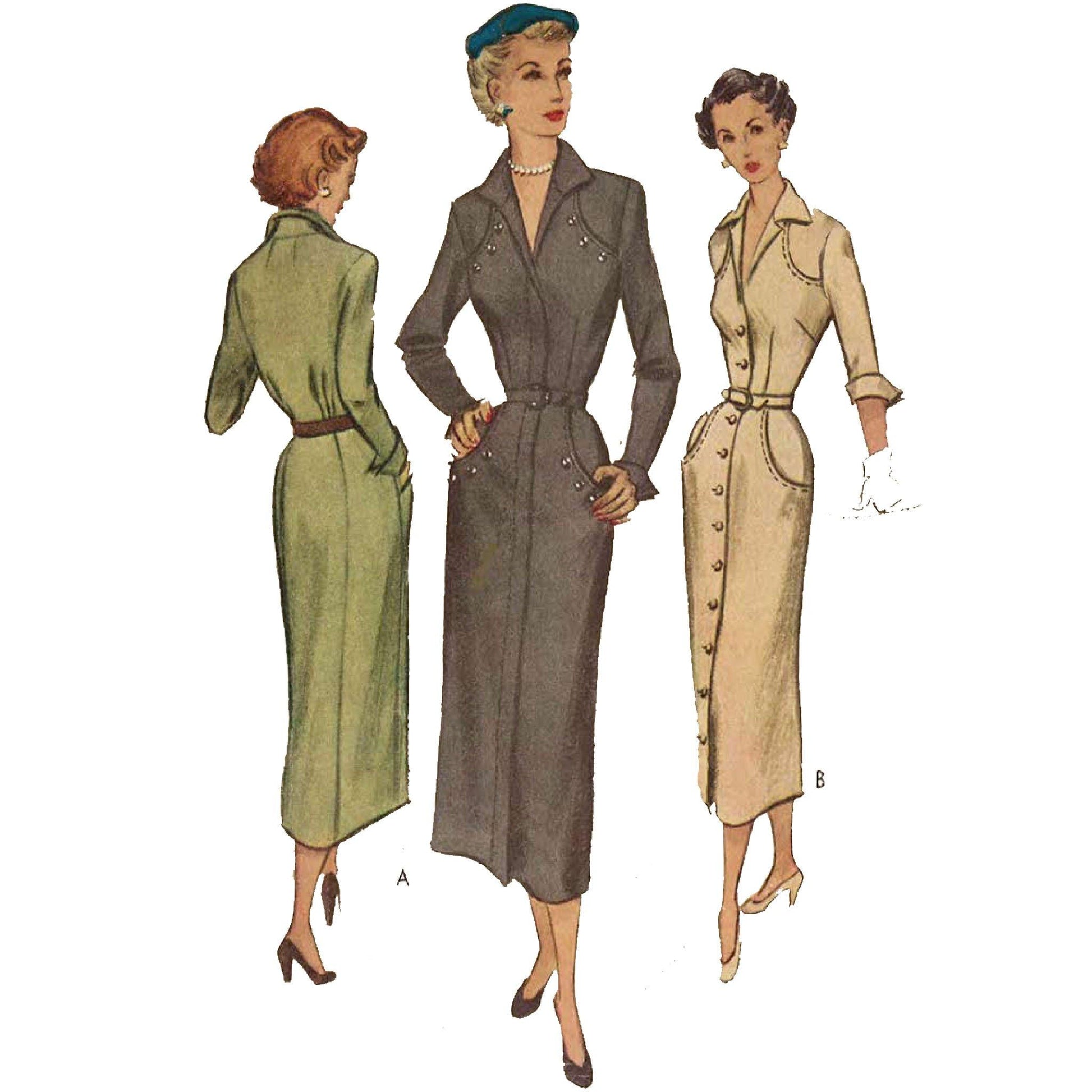 1940s Pattern, Women's Midi Stylish Street Dress - Bust 34 (86.4cm) Vintage Sewing Pattern Company 1940s Pattern, Women's Midi Stylish Street Dress - Bust 34 (86.4cm) Vintage Sewing Pattern Company