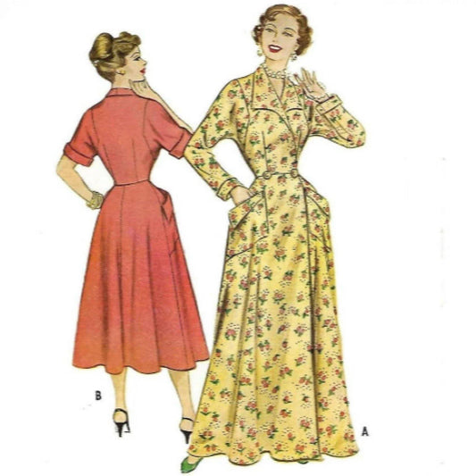 Vintage 1950s Pattern, Women's Housecoat, Dressing Gown PDF Download - Vintage Sewing Pattern Company