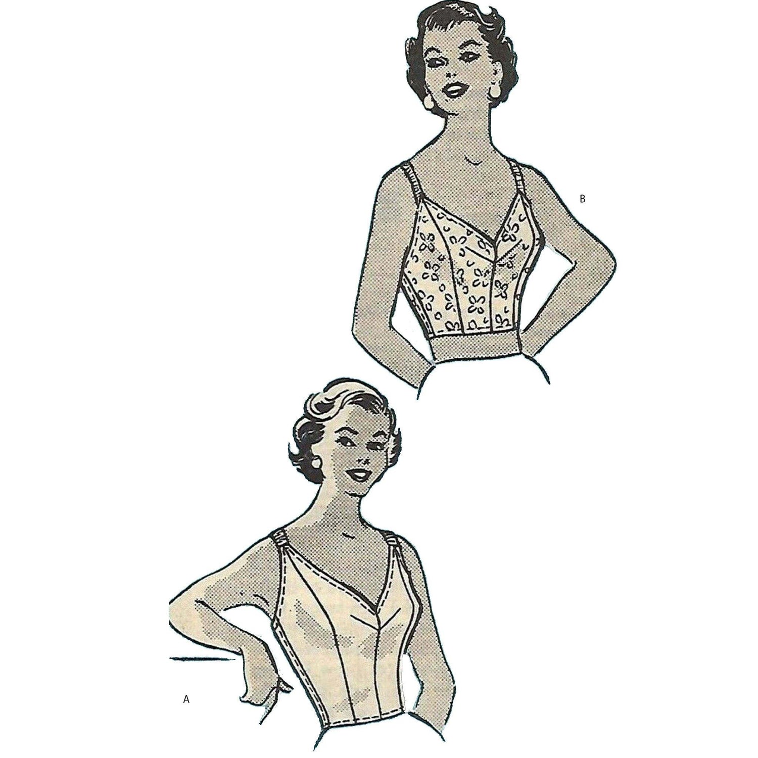 Women in 1950s bra tops.