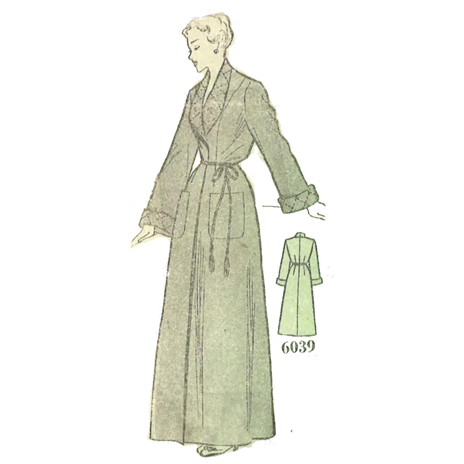 Womens Dressing Gown Robe Housecoat Vintage 1940s Sewing Pattern   Vintage Sewing Pattern Company