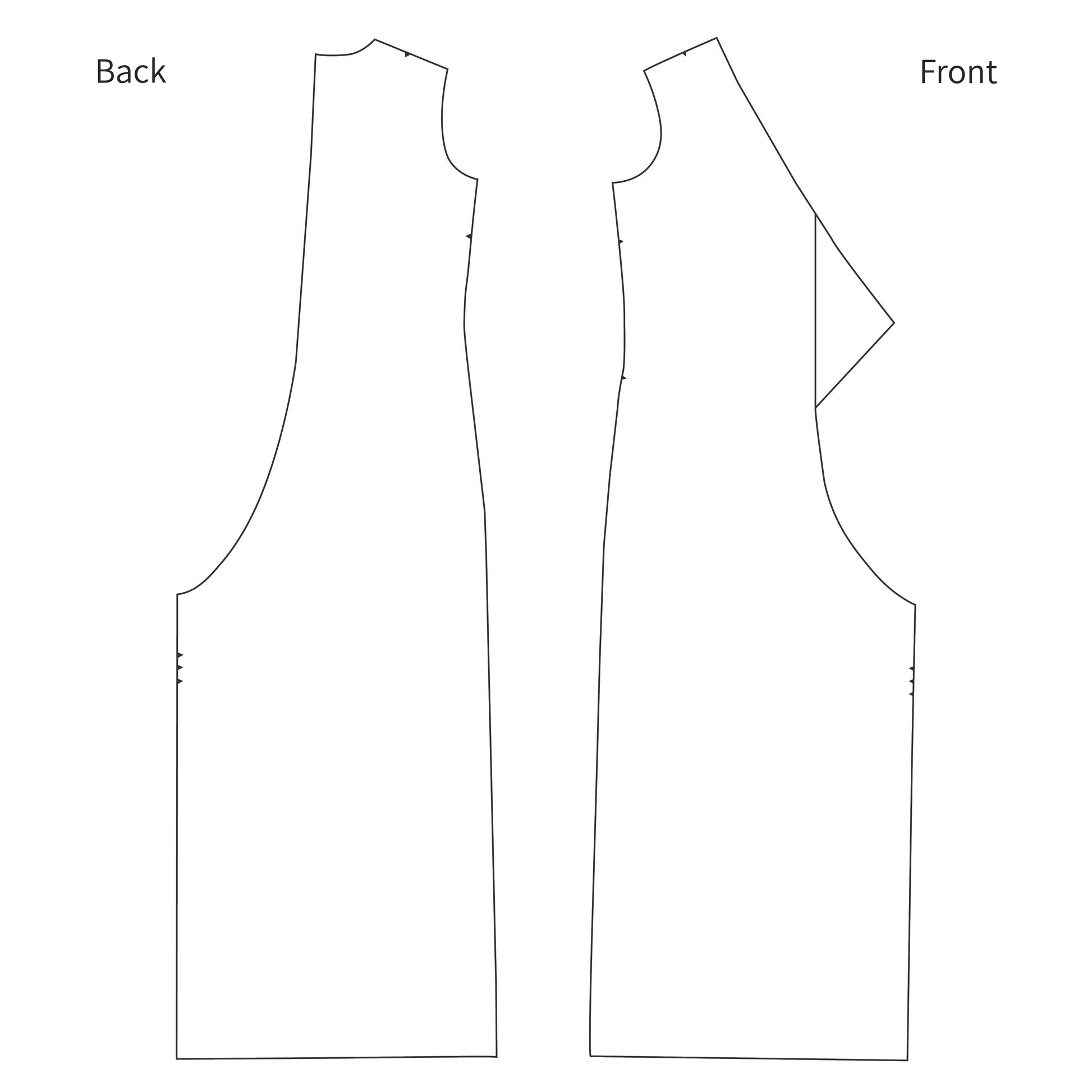 Line drawing of all pattern pieces included in this pattern.