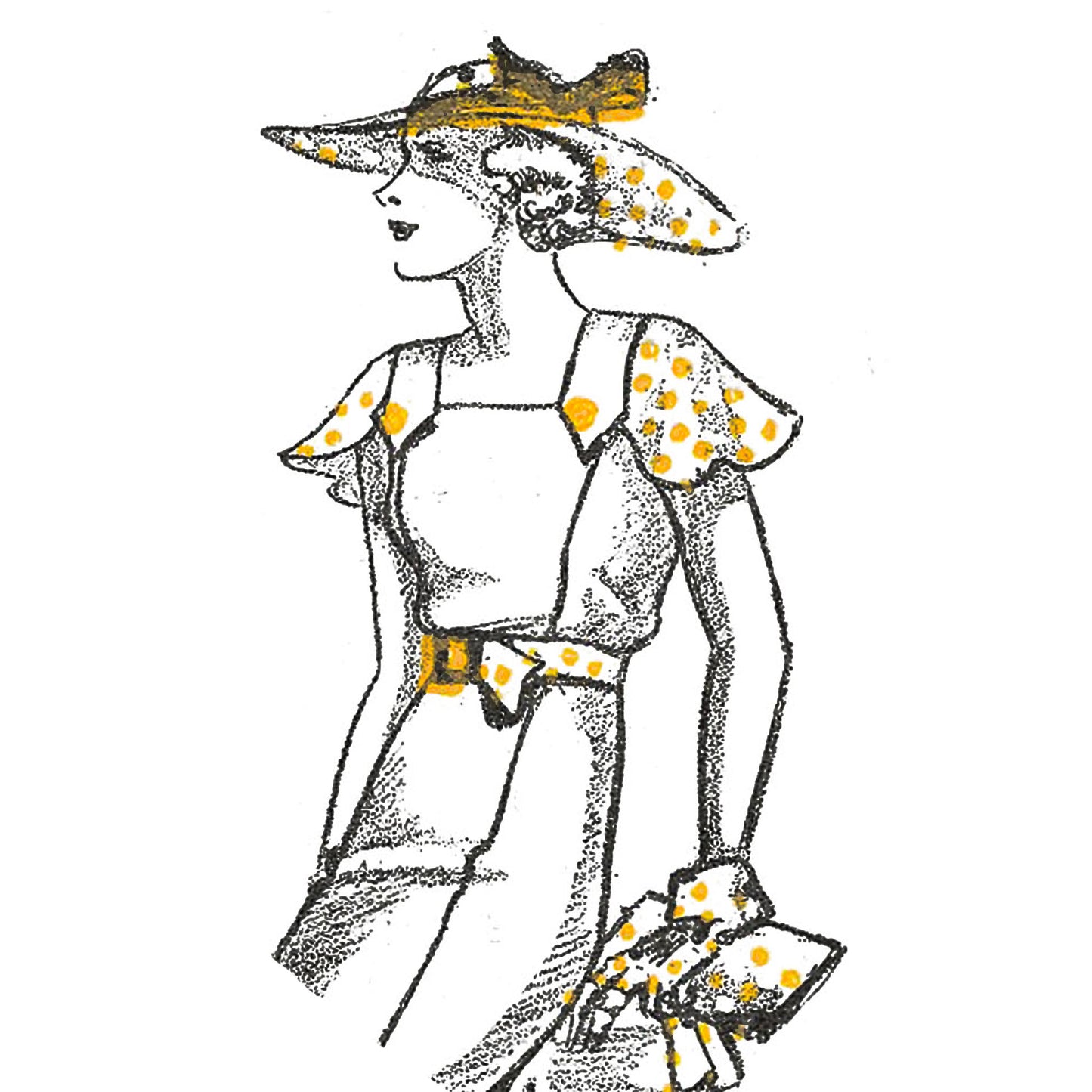 Model wearing 1930s dress made from New York 1294 pattern