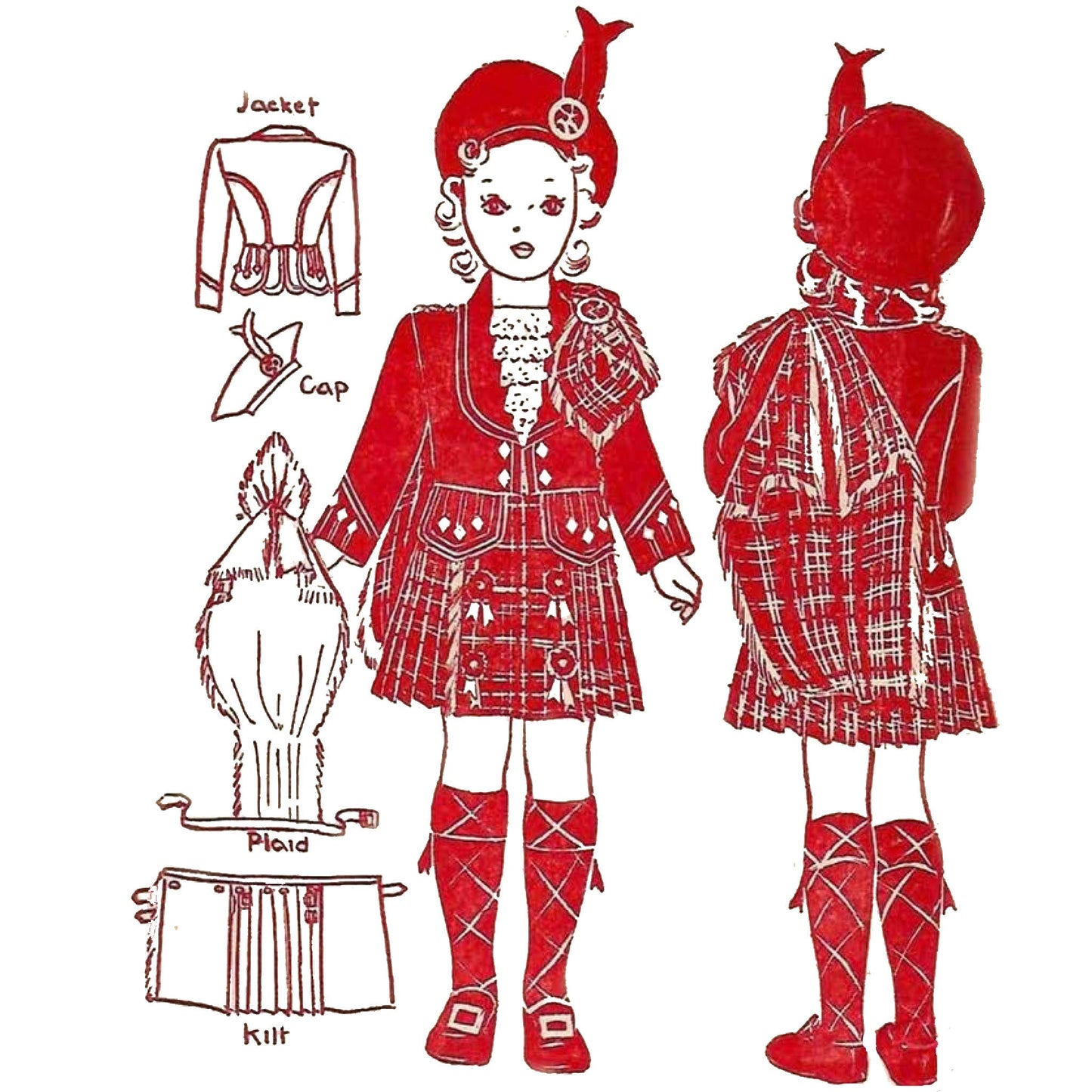 Child wearing full traditional Highland dress costume.