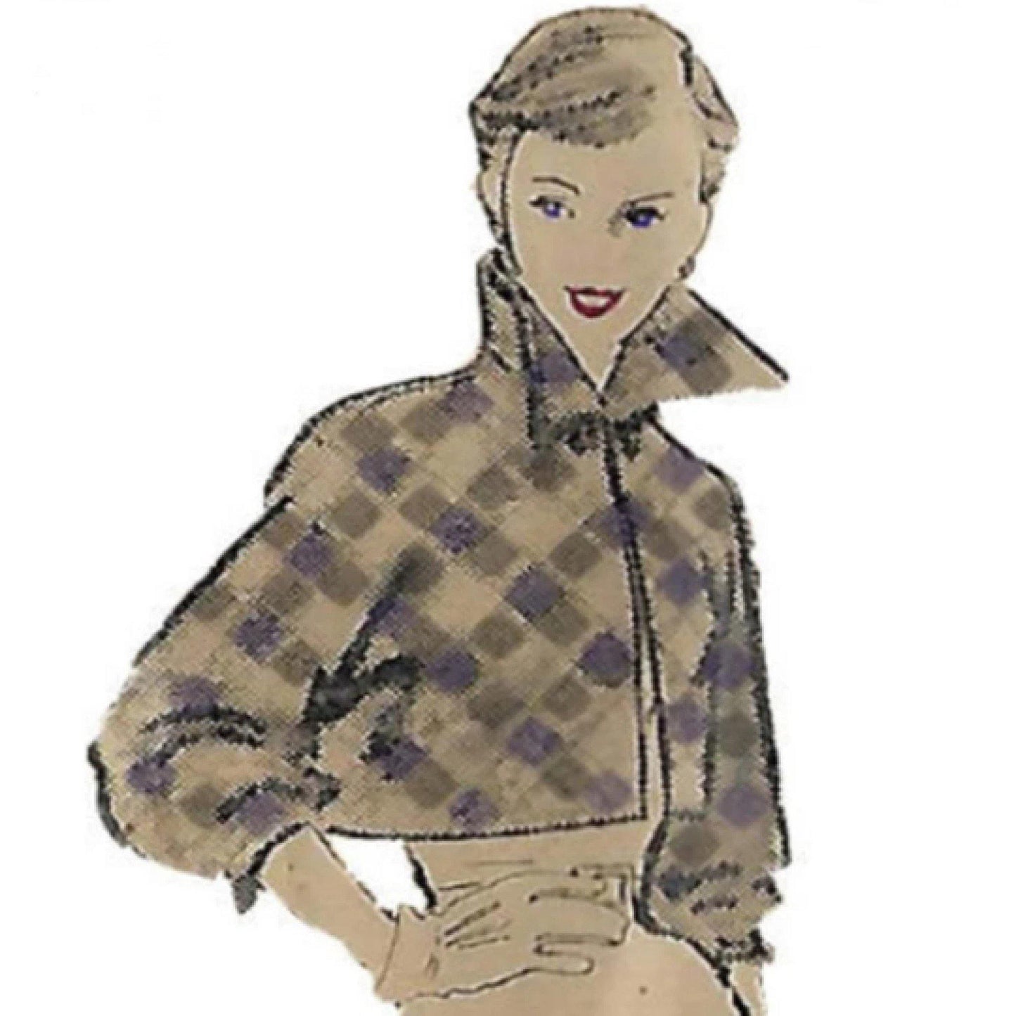 Vintage 1950s Pattern, Women's High Collar Bolero Jacket - Vintage Sewing Pattern Company