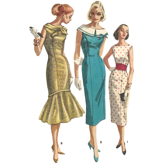 1950s Pattern, Hollywood 'Eyecatcher' Midi Dress - Multi sizes - Vintage Sewing Pattern Company
