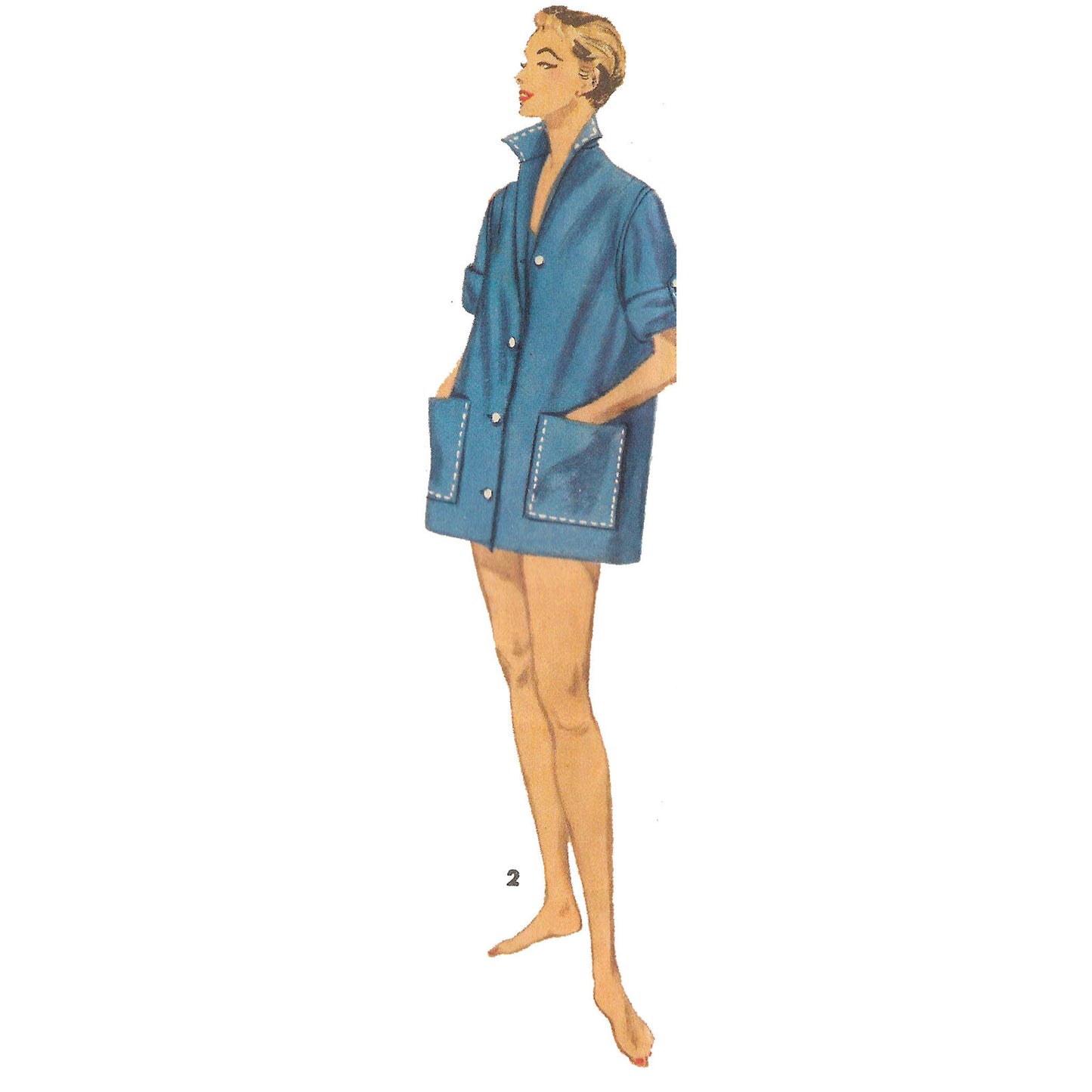 Model wearing 1950s three-piece playsuit made from Simplicity 1659 pattern