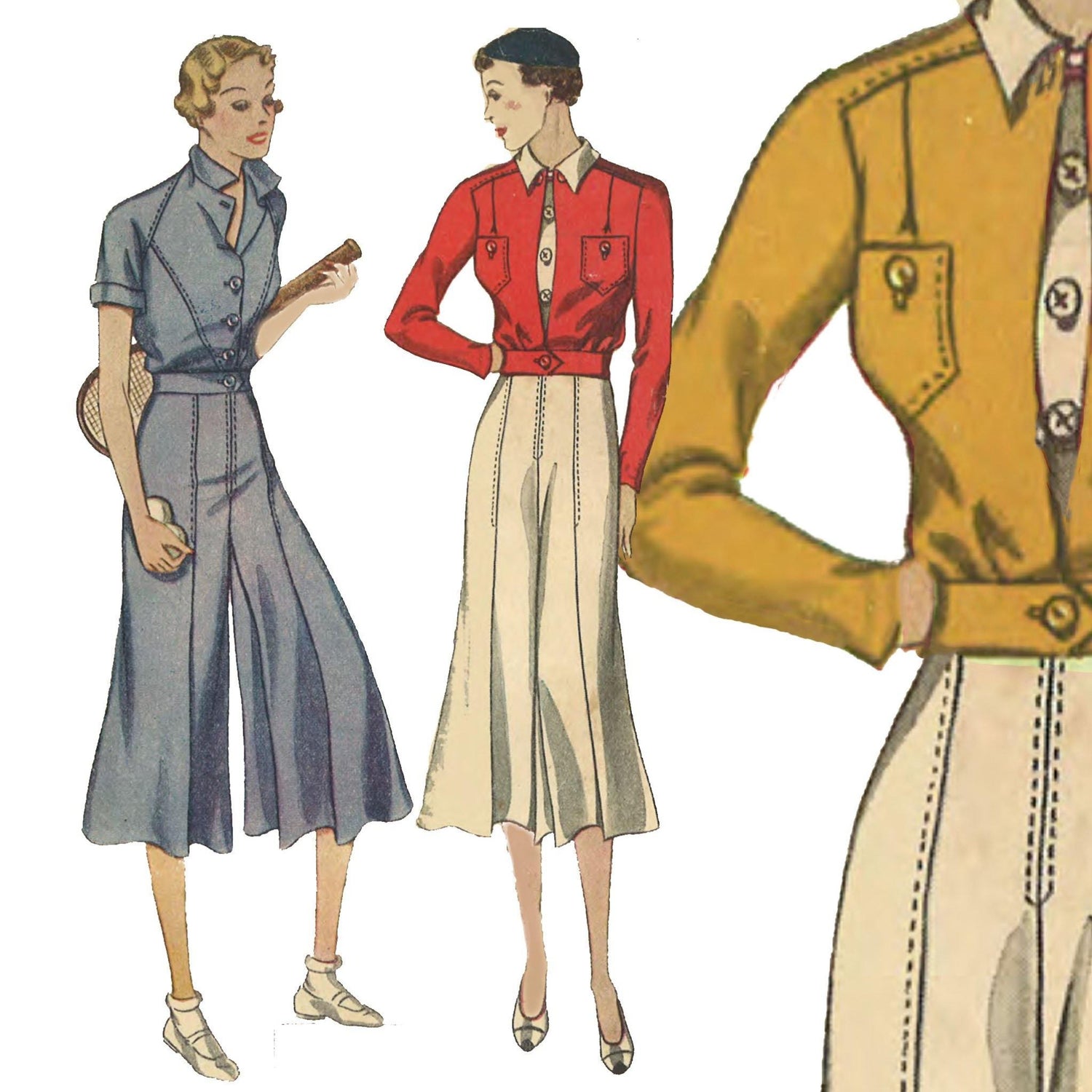 Pattern cover featuring illustration of ladies in 30s sportswear 