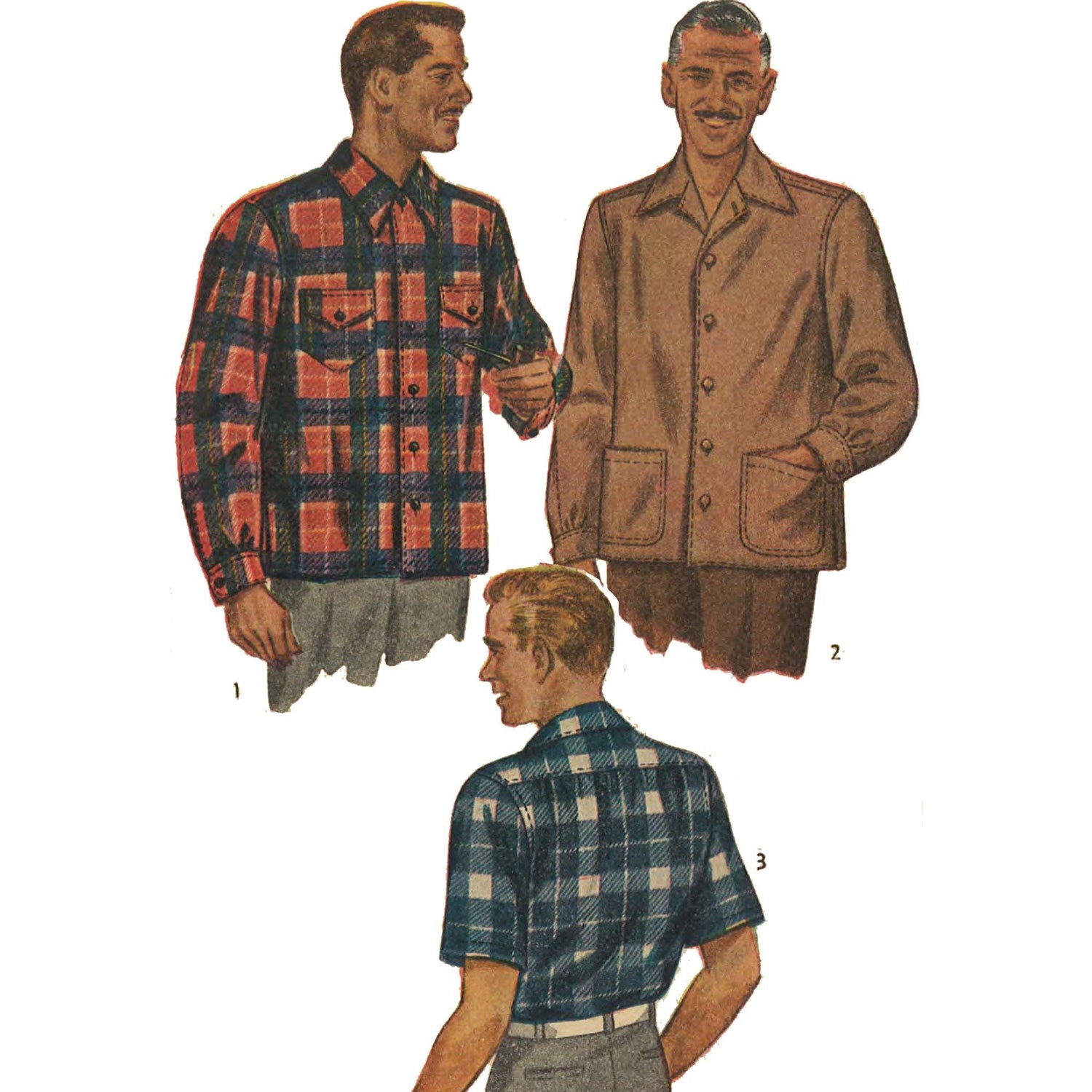 PDF - 1940s Pattern, Men's Double Yoke Shirt - Multi-sizes