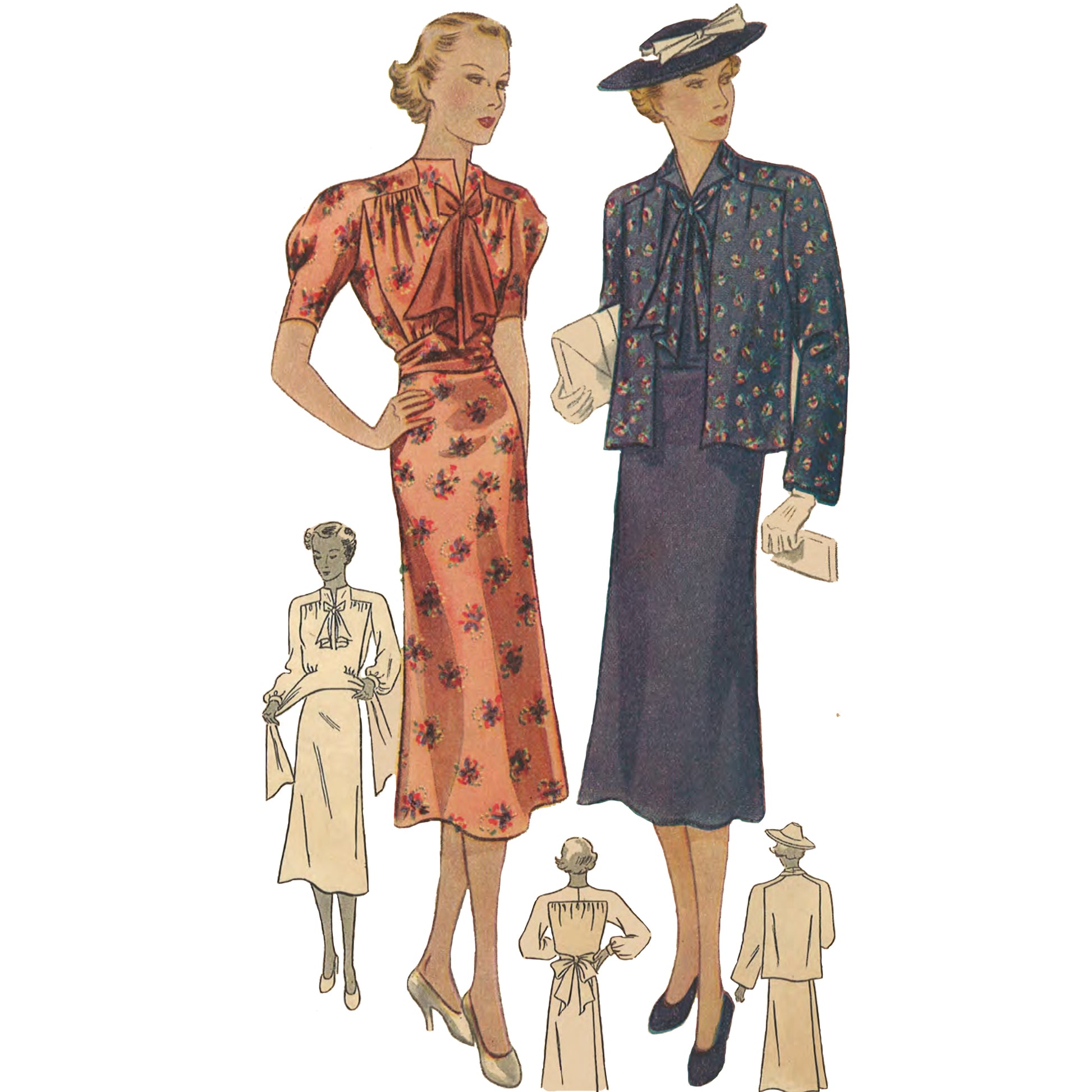 1930's Sewing Pattern: Maternity Dress & Jacket - Bust 34” (86.4cm)