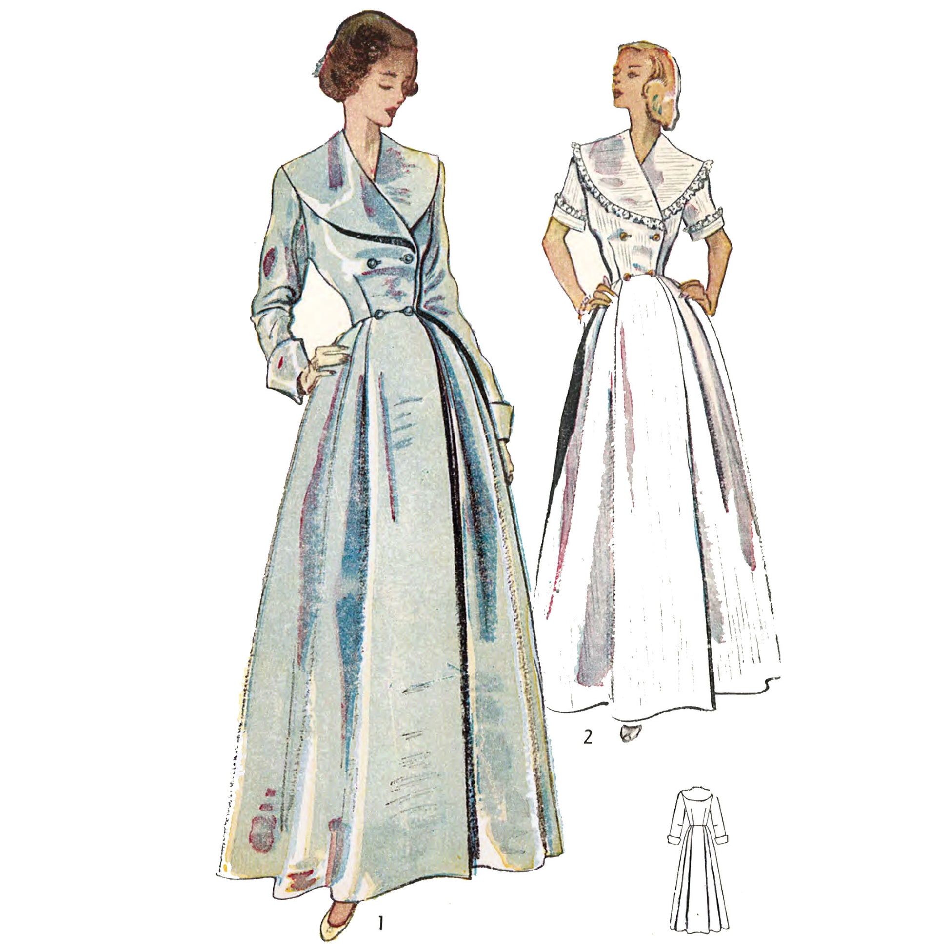 1950s Vintage Pattern, 'Biddy' House Dress, Housecoat, Dressing Gown PDF Download - Vintage Sewing Pattern Company