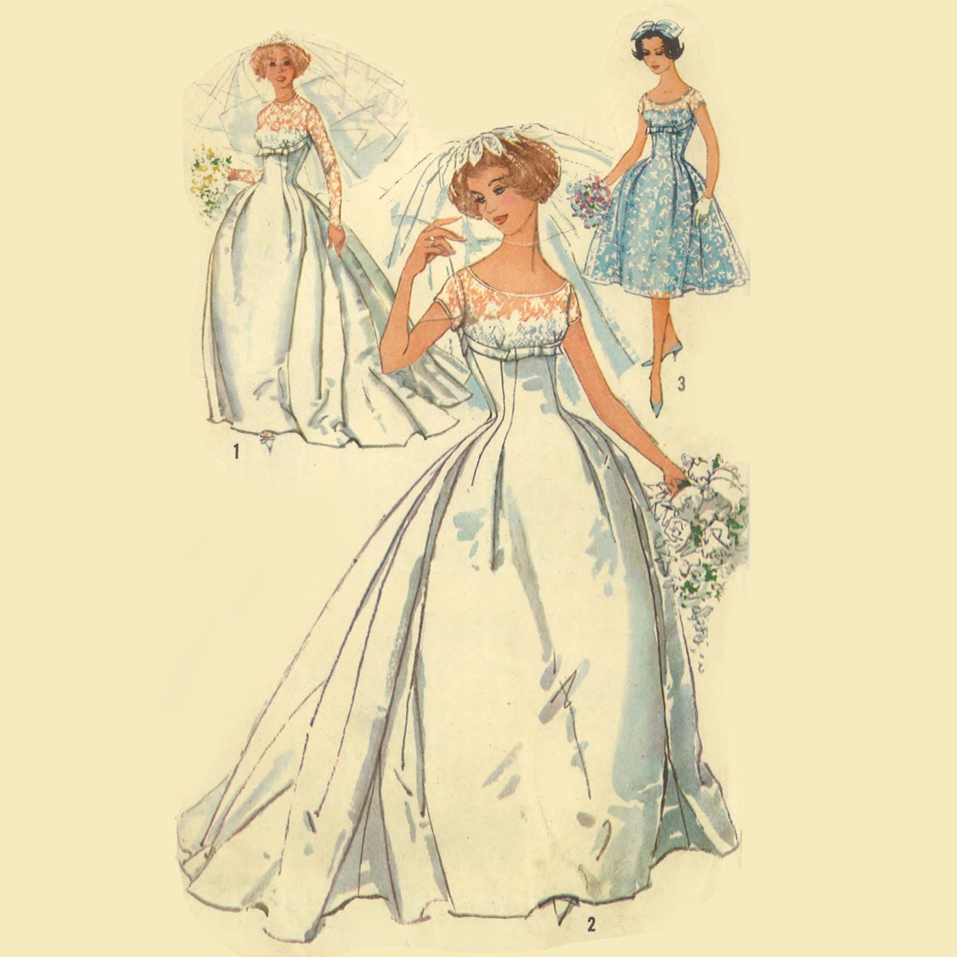 Modello da sposa anni '50, abito da sposa con strascico – Vintage
