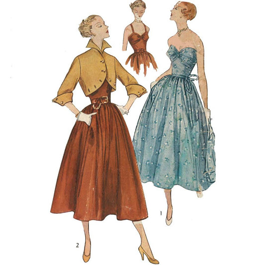 Women wearing boned bodice dresses