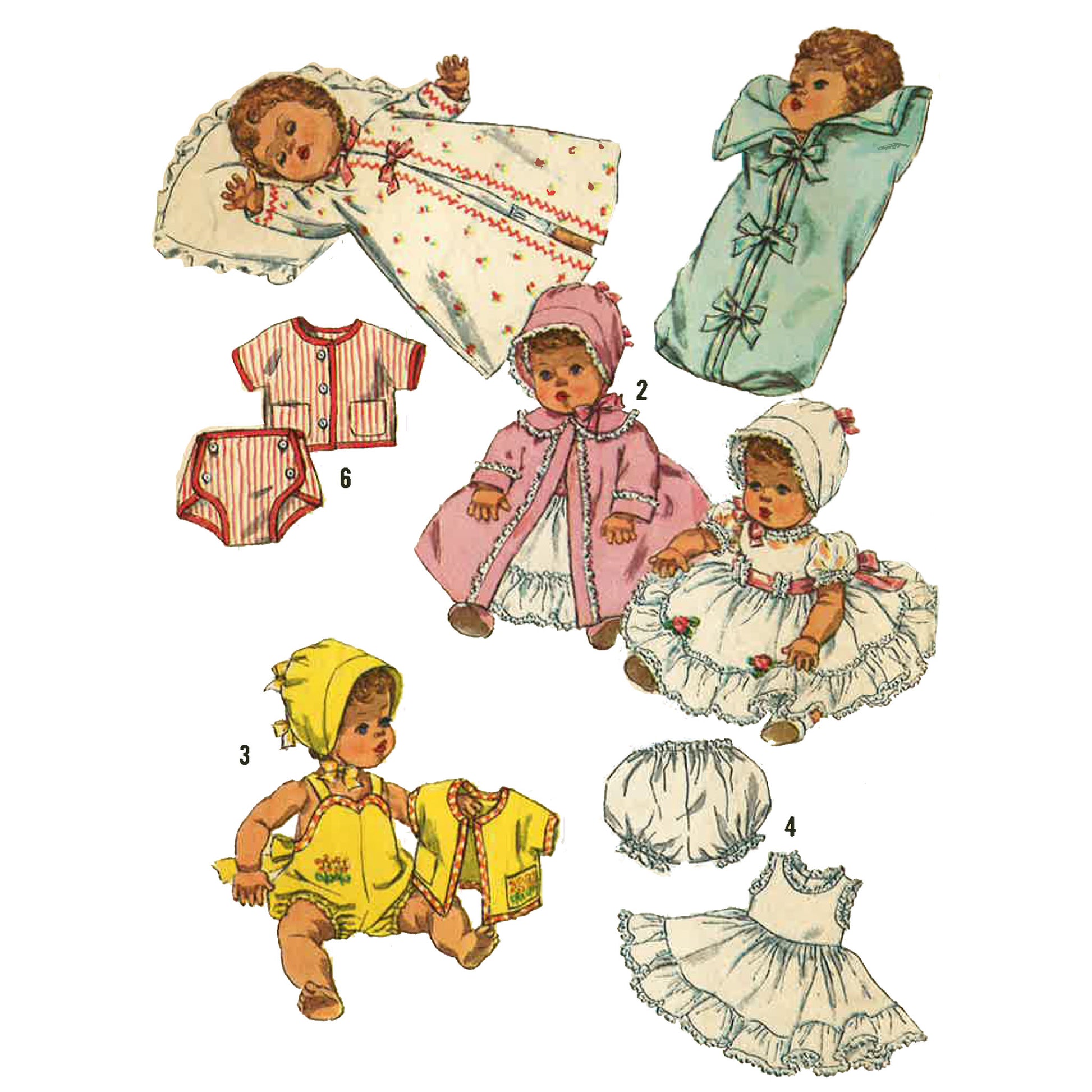 Dolls clothes and sleeping bag.