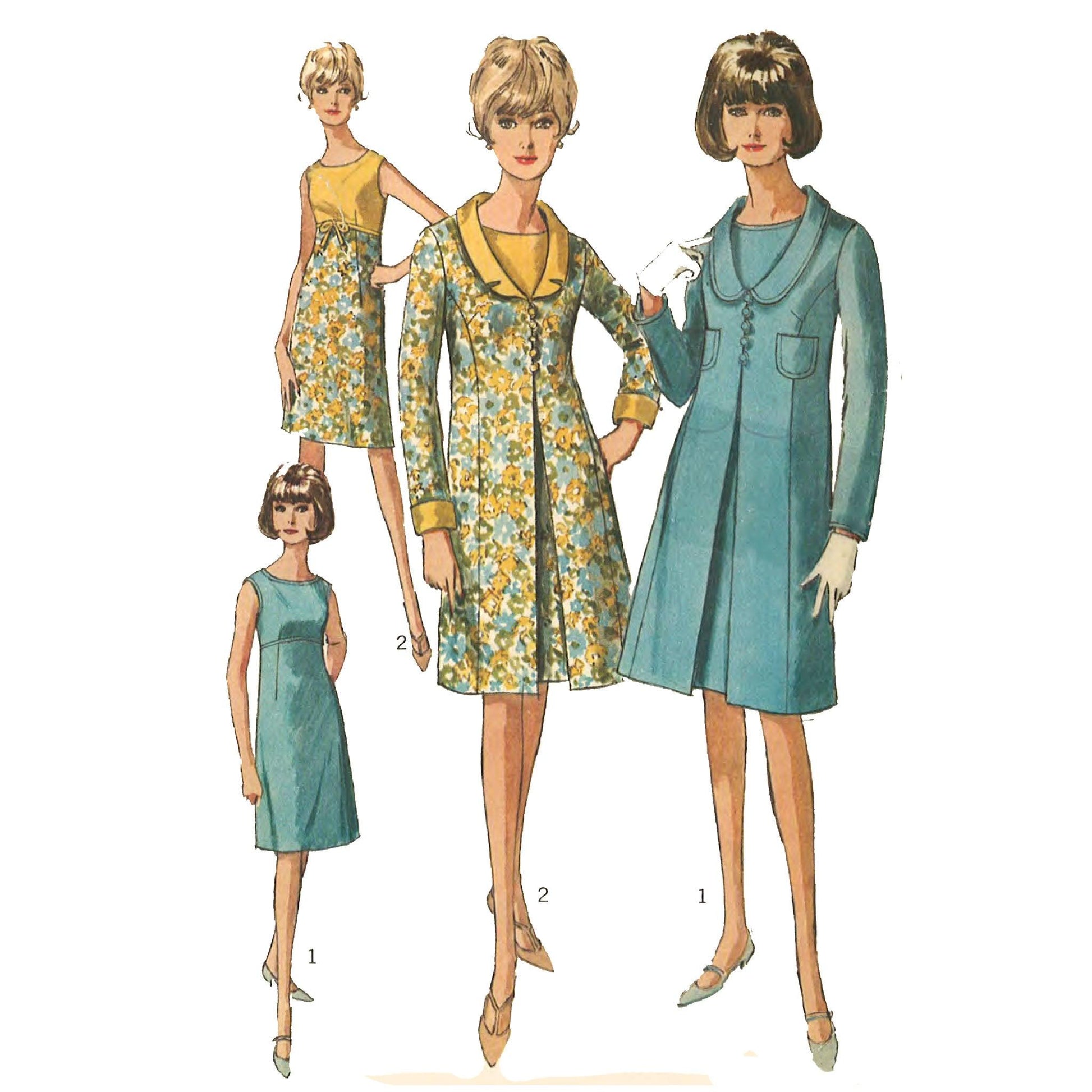 1960s Pattern, Women's Sheath Dress Coat Bust 32