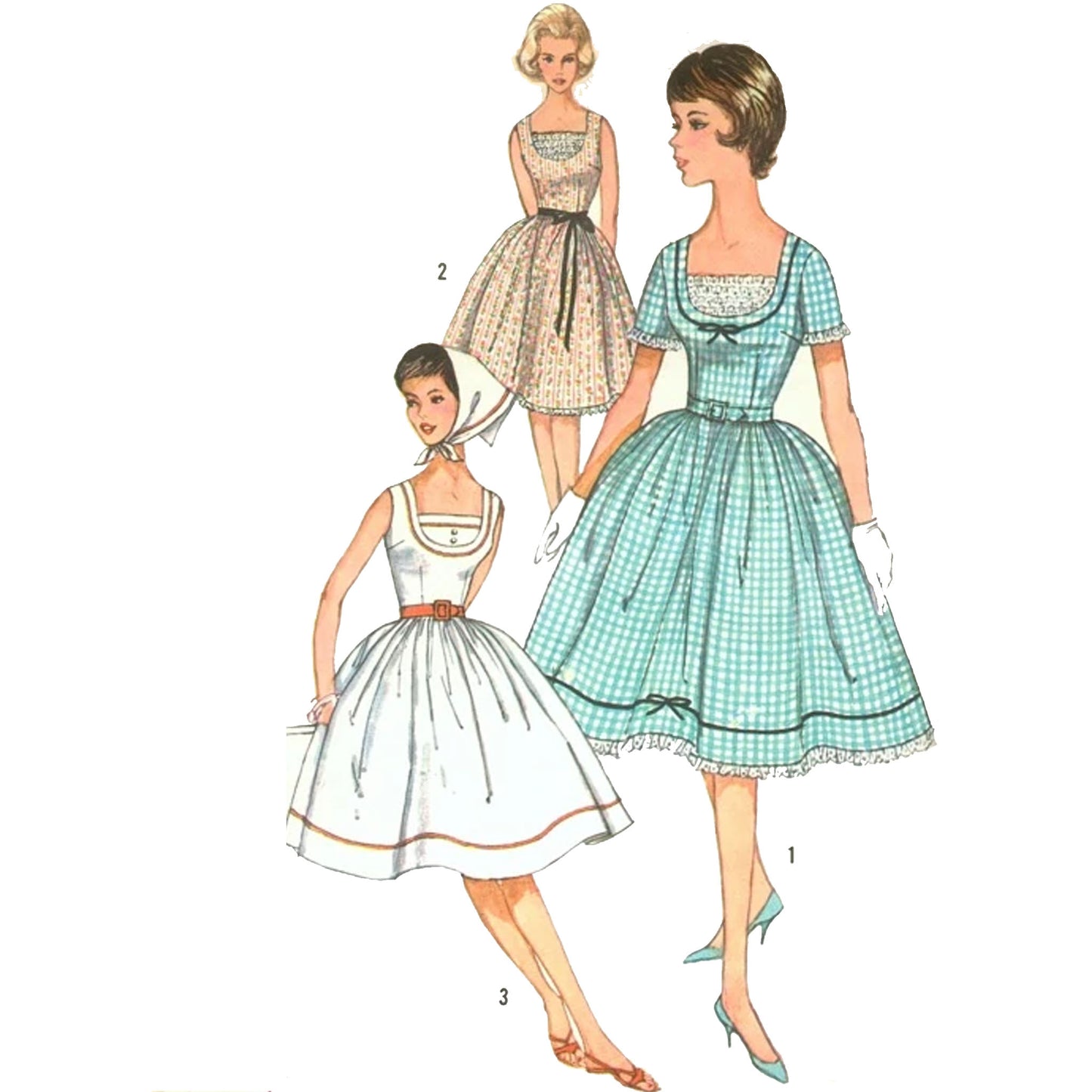 PDF - Vintage 1960s Pattern – One-piece Dress & Scarf , Cottage-core - – Vintage  Sewing Pattern Company