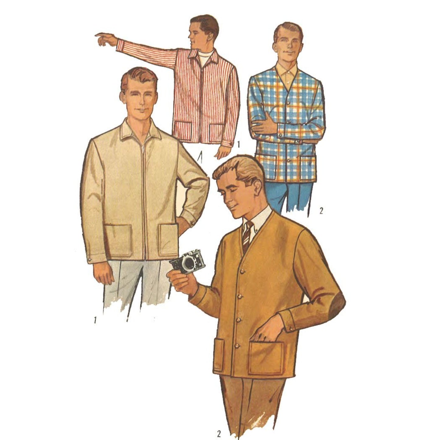 Four men wearing different styles of jacket.