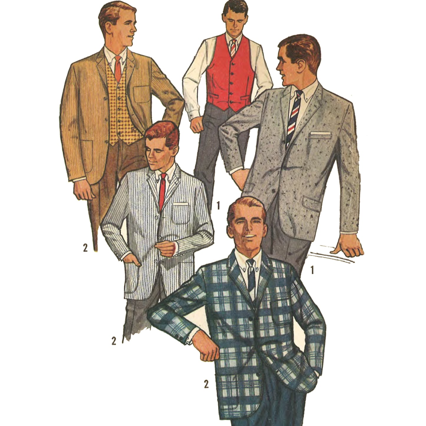  Men wearing jackets and waistcoats