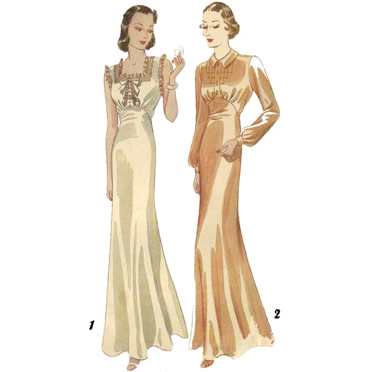 PDF - 1940's Pattern: Stunning Evening Dress with Pointed Bodice - Bus –  Vintage Sewing Pattern Company