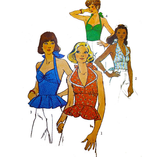 Four women wearing a halter neck top