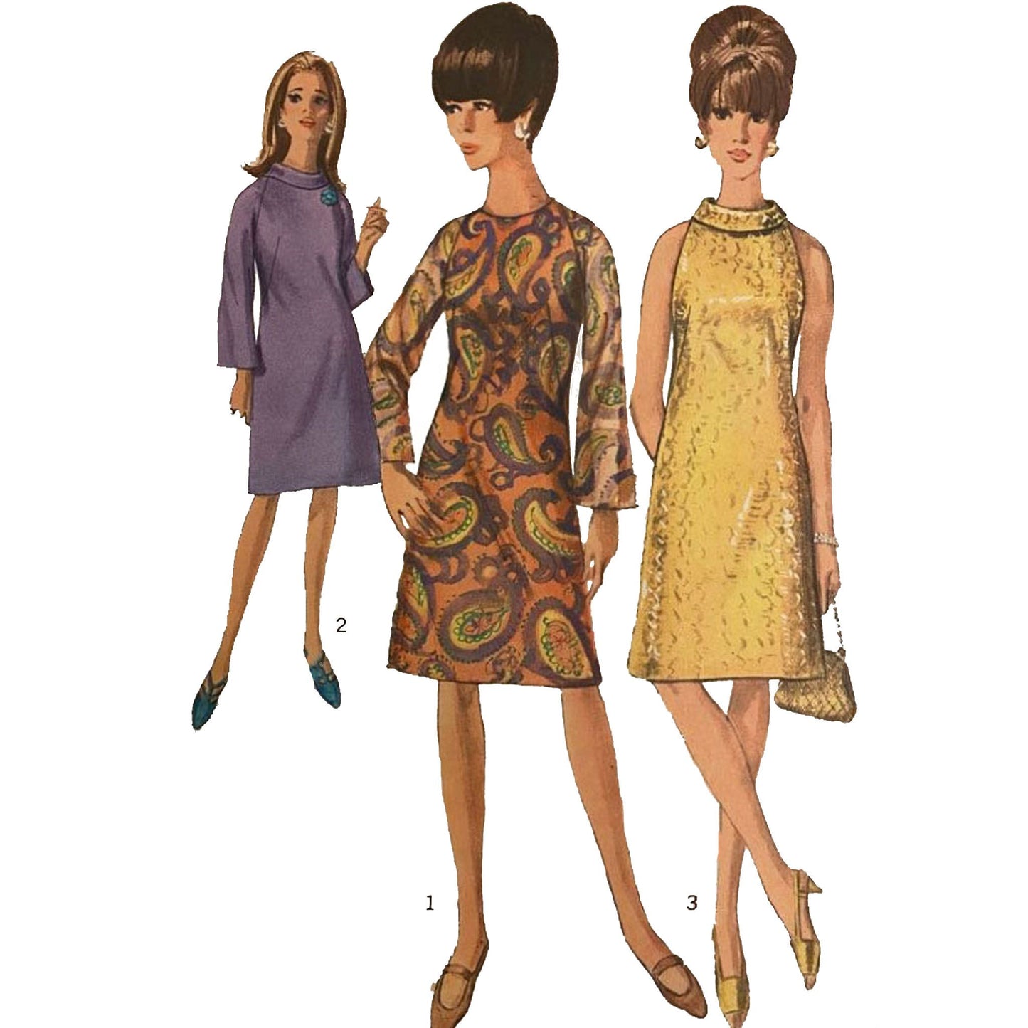 Model wearing 1960s one-piece dress made from Simplicity 6783 pattern