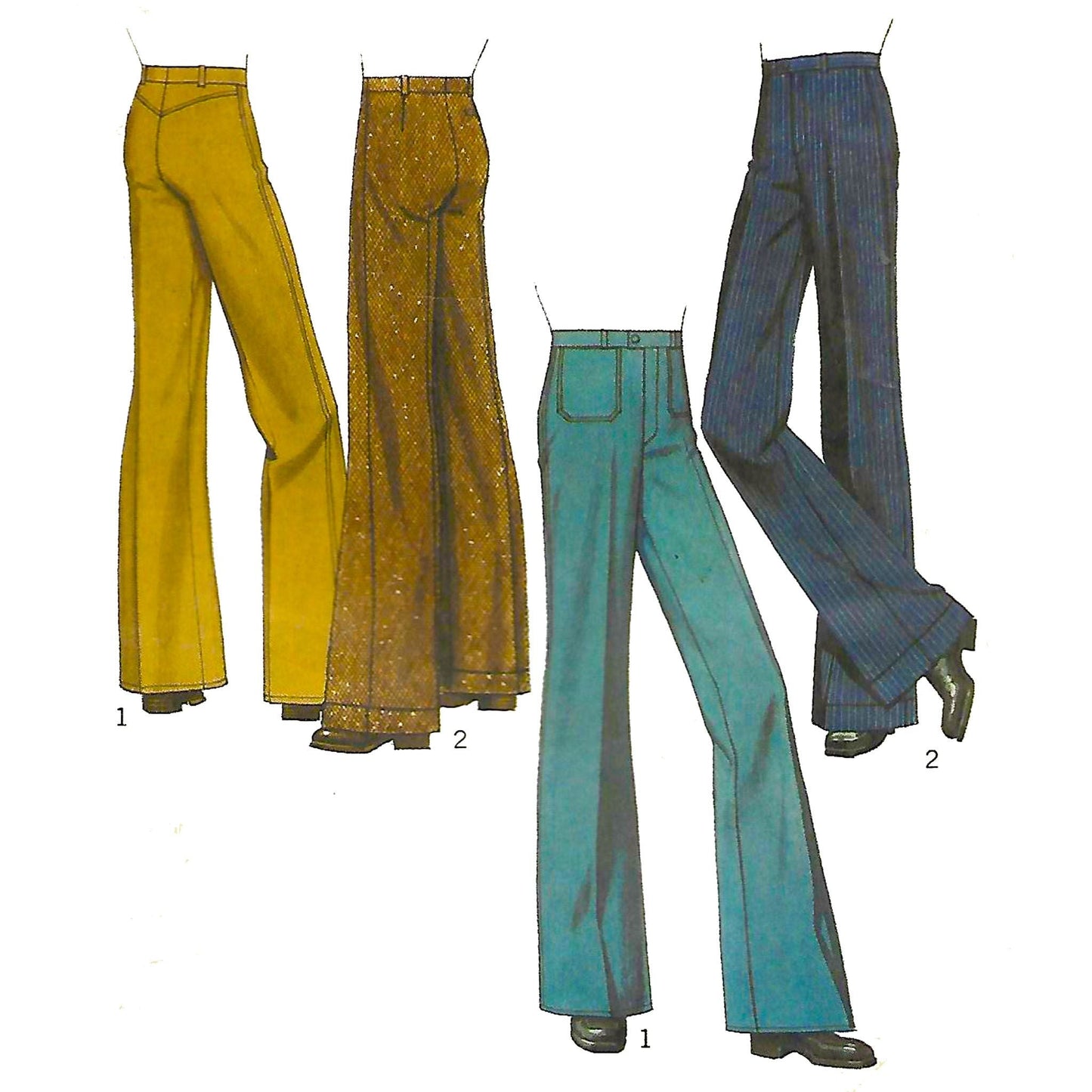 Model wearing 1970s men’s trousers made form Style 1152 36 pattern