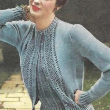 Woman wearing lace jumper