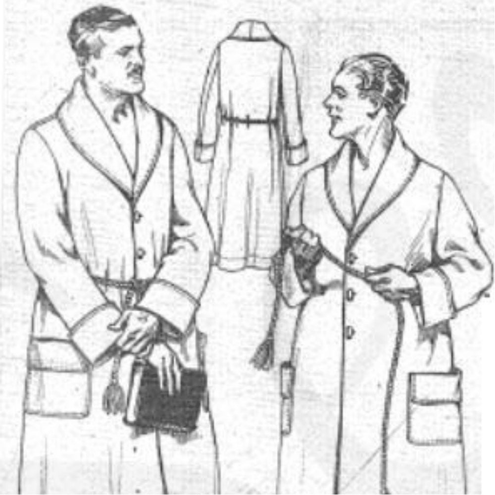 1920s Pattern, Men's Dressing Gown, Lounging Robe
