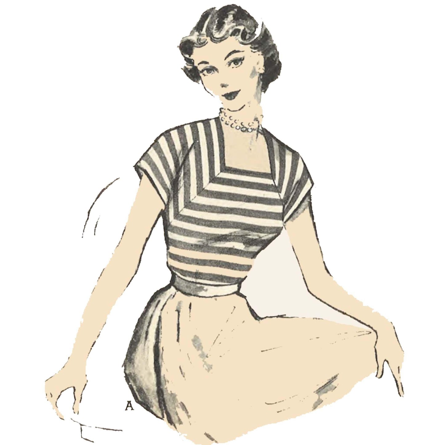 Woman wearing  a 1950s Pattern, Crop Top, Blouse, Quick and Easy