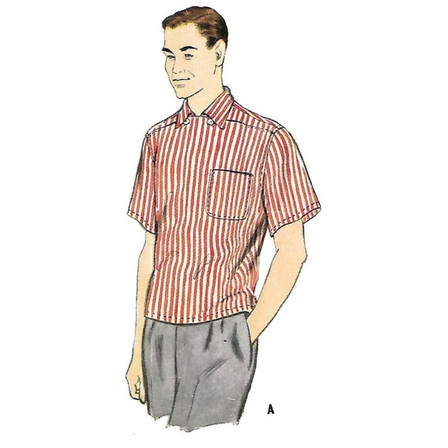 Man wearing  1950s Pattern, Men's Sports Shirt