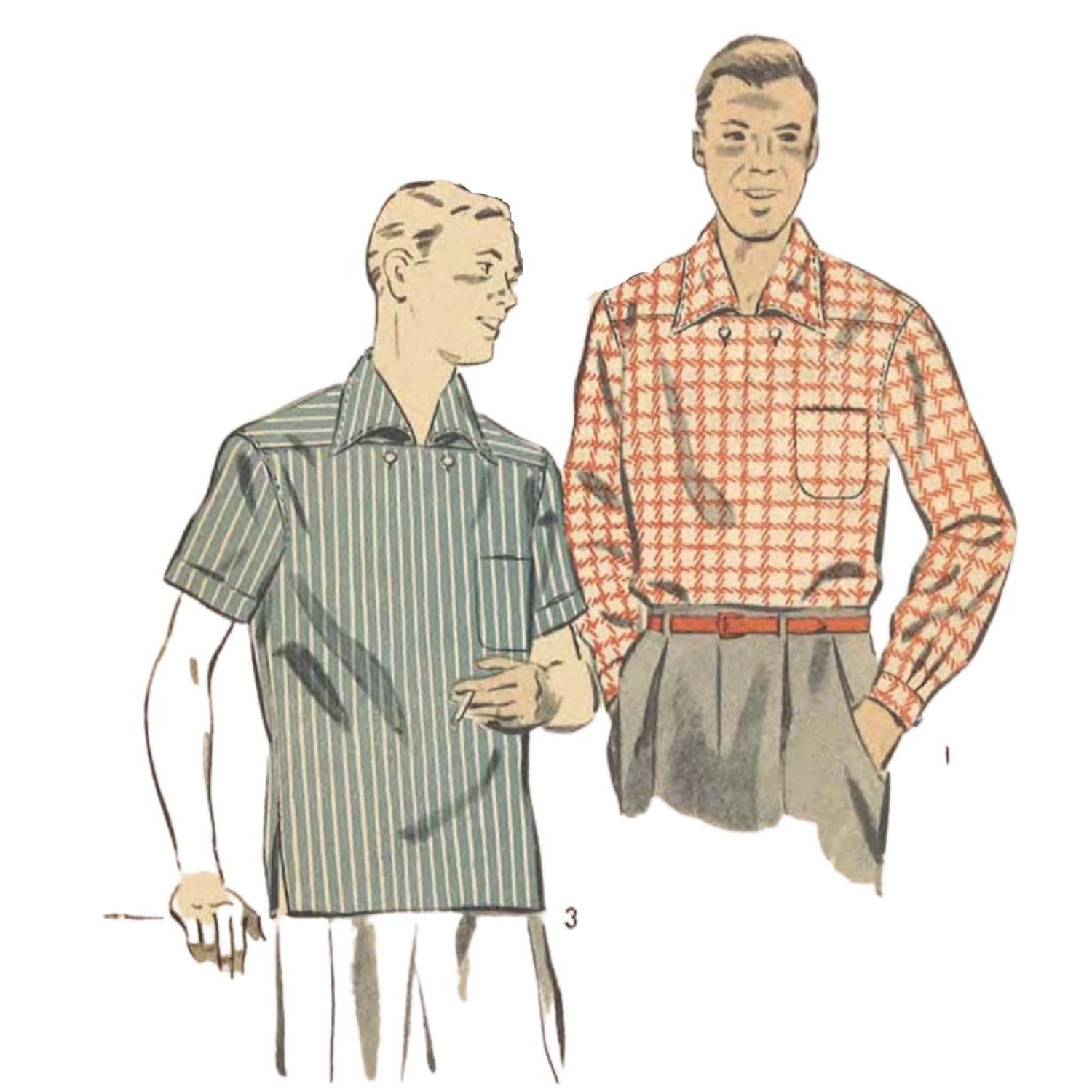 Two men wearing Men's Rockabilly Sports Shirts