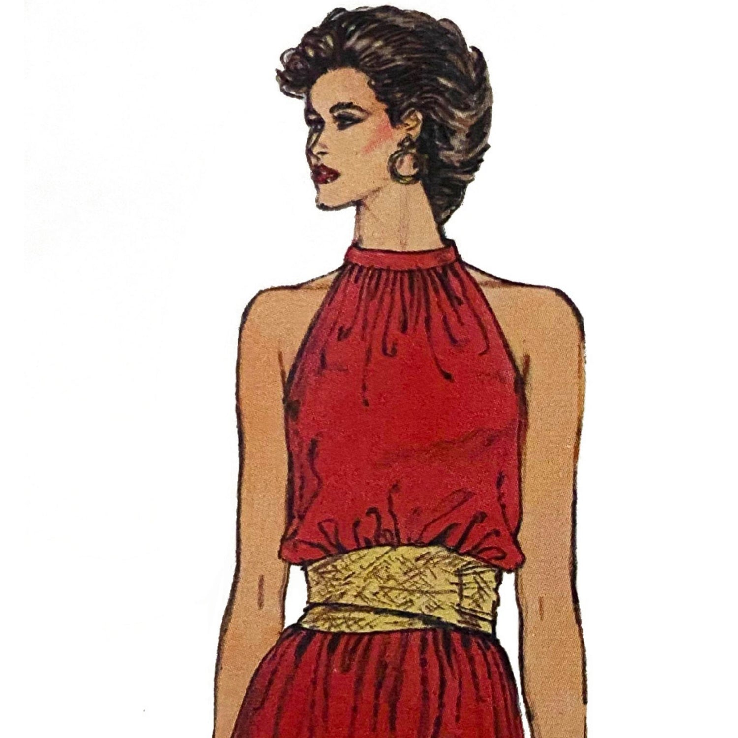 Model wearing dress made from Vogue 8322 pattern