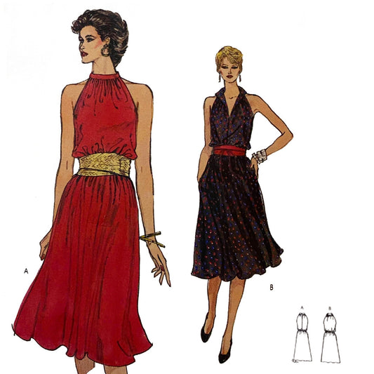 Model wearing dress made from Vogue 8322 pattern