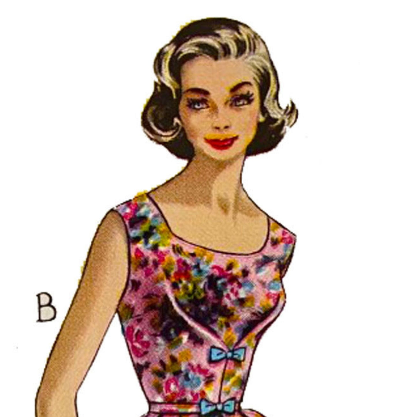 Model wearing dress made from Economy 154 pattern