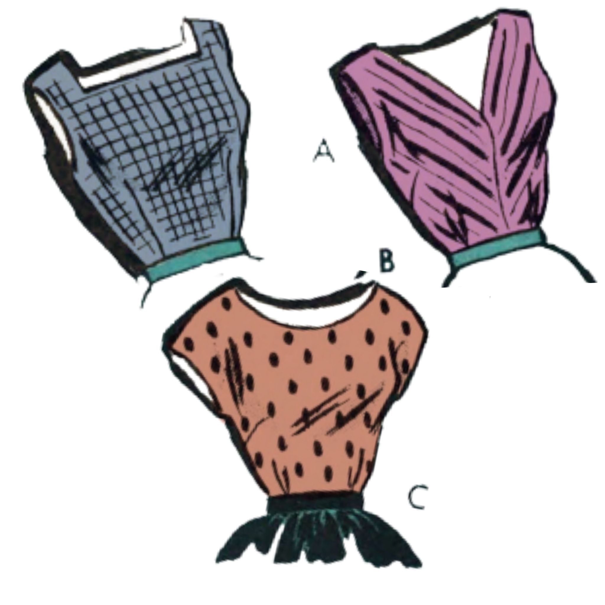 American Rocker Pattern PDF - 1950's Pattern - Rockabilly 'Easy to Sew', Three Styles - Bust 3 ...