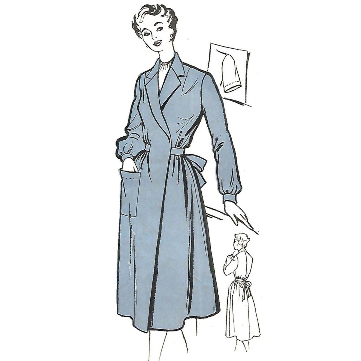 1940's - 1950's Sewing Pattern Lady's Wrap Around Overalls Mrs Mop - M ...