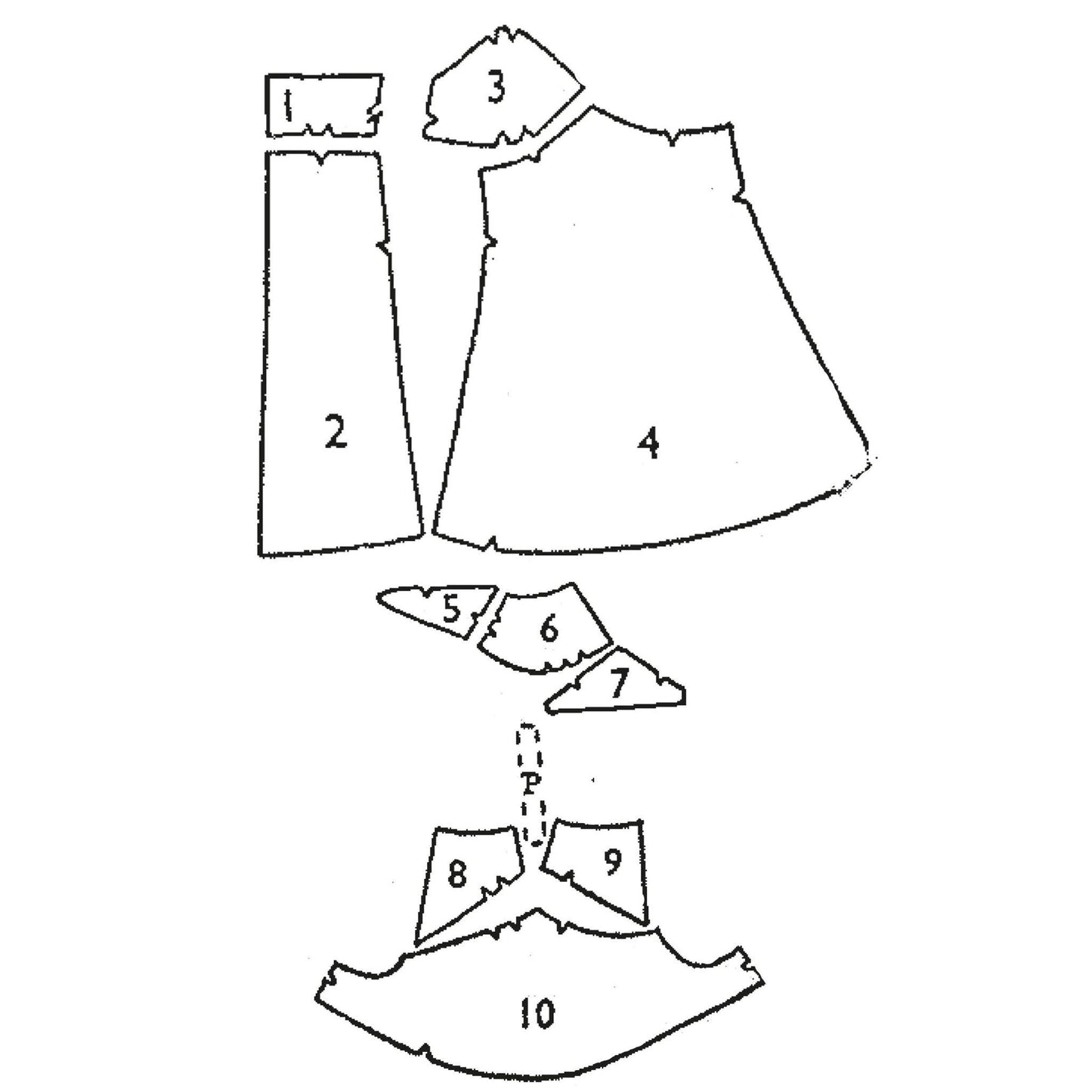 1940s Pattern, Slip, Bra & Knickers - pattern pieces