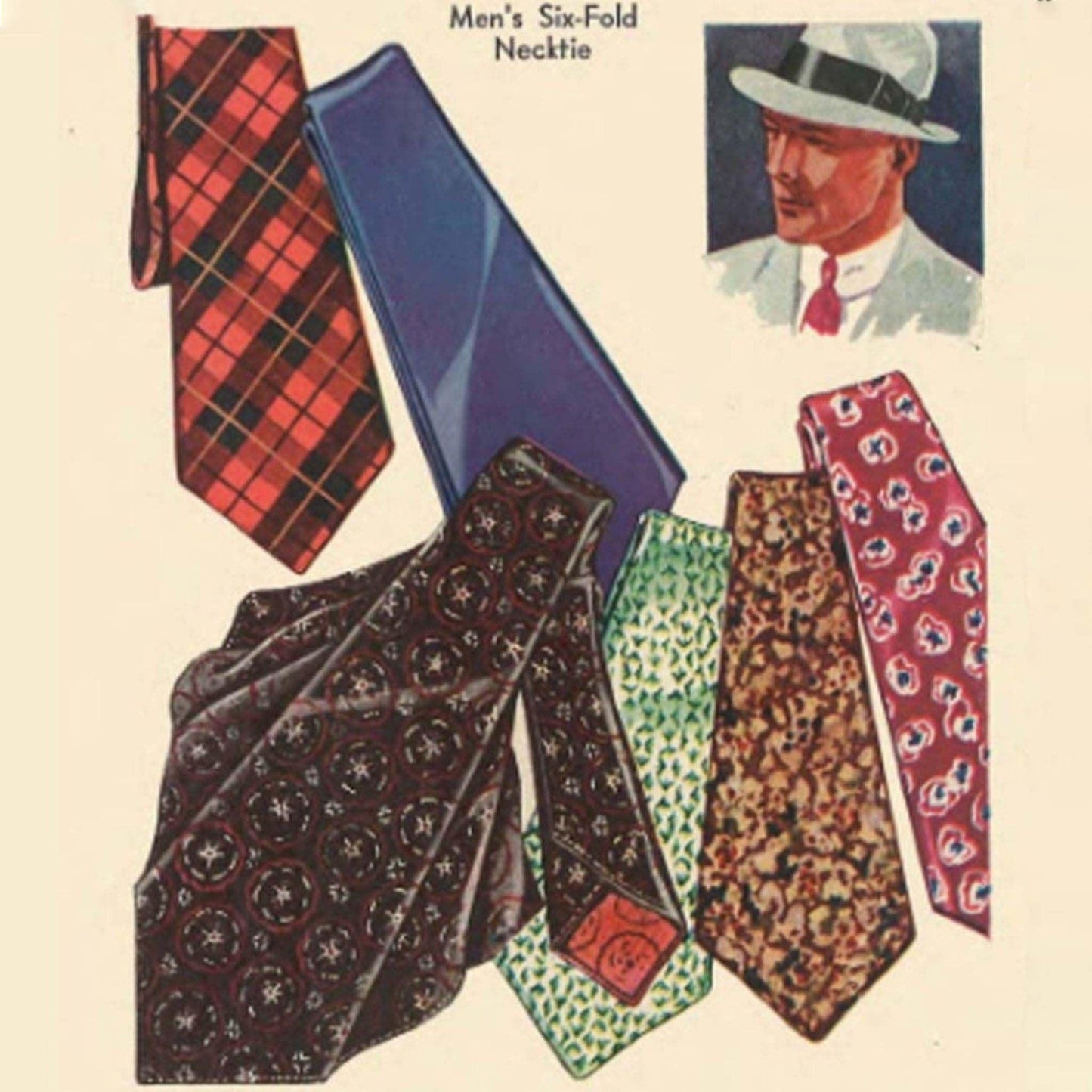 Vintage 1930s Sewing Pattern, 'Easy to Sew' Men's Six Fold Necktie