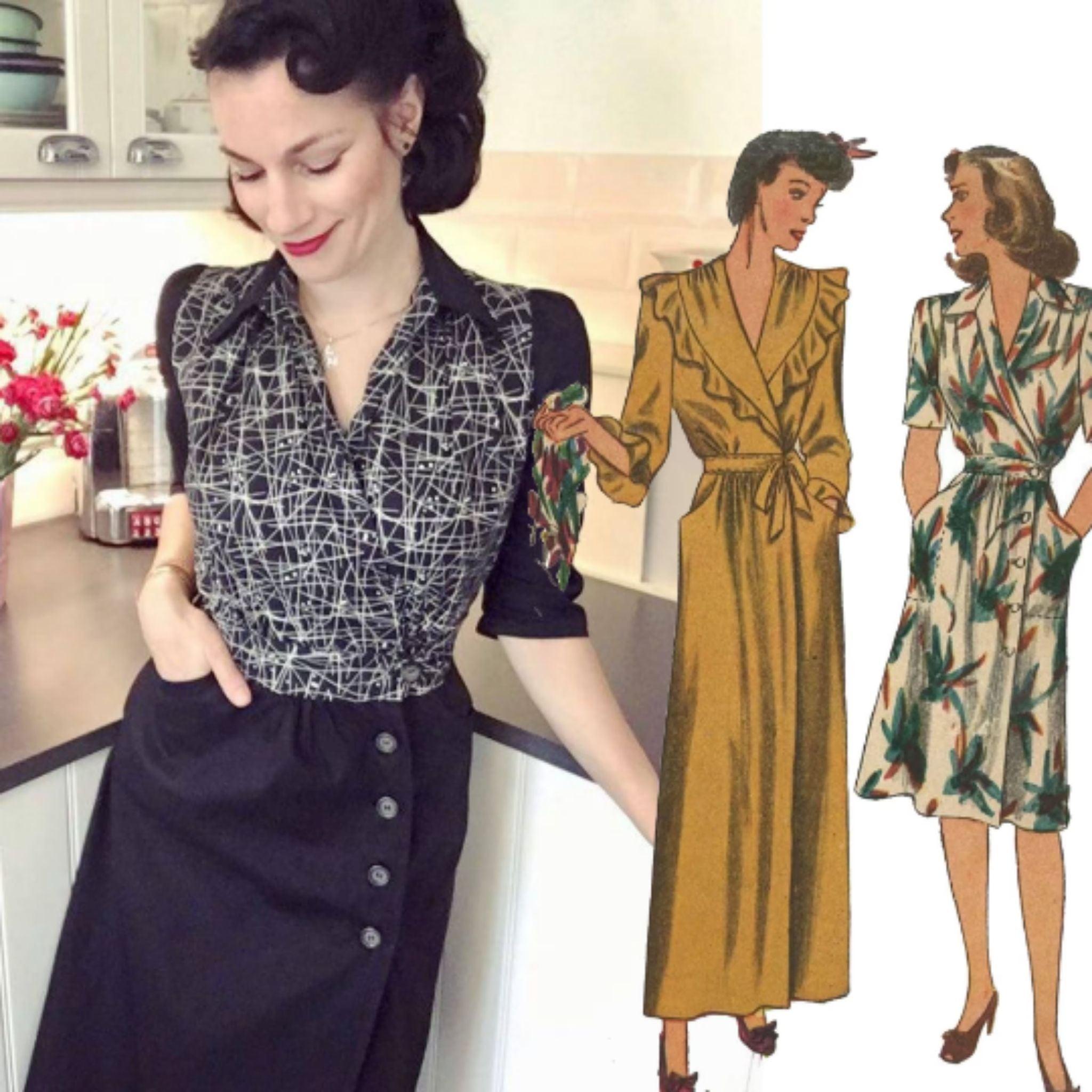 PDF - Vintage 1940s Pattern, Housecoat, Robe, Dressing Gown, Dress - B ...