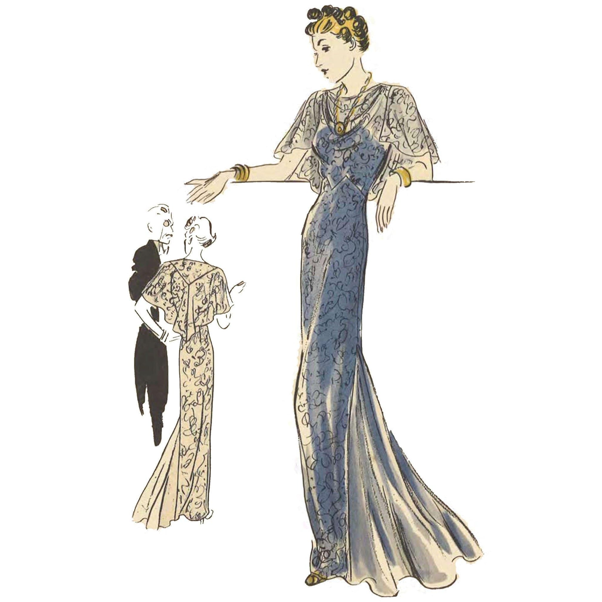 30s evening dress Gown of Peach Chiffon and Lace free length Vintage Evening 30s Formal Dresses