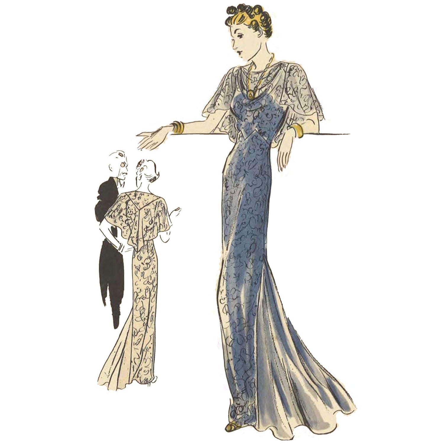 1930s bias cut evening gown vintage sewing pattern – Lady Marlowe