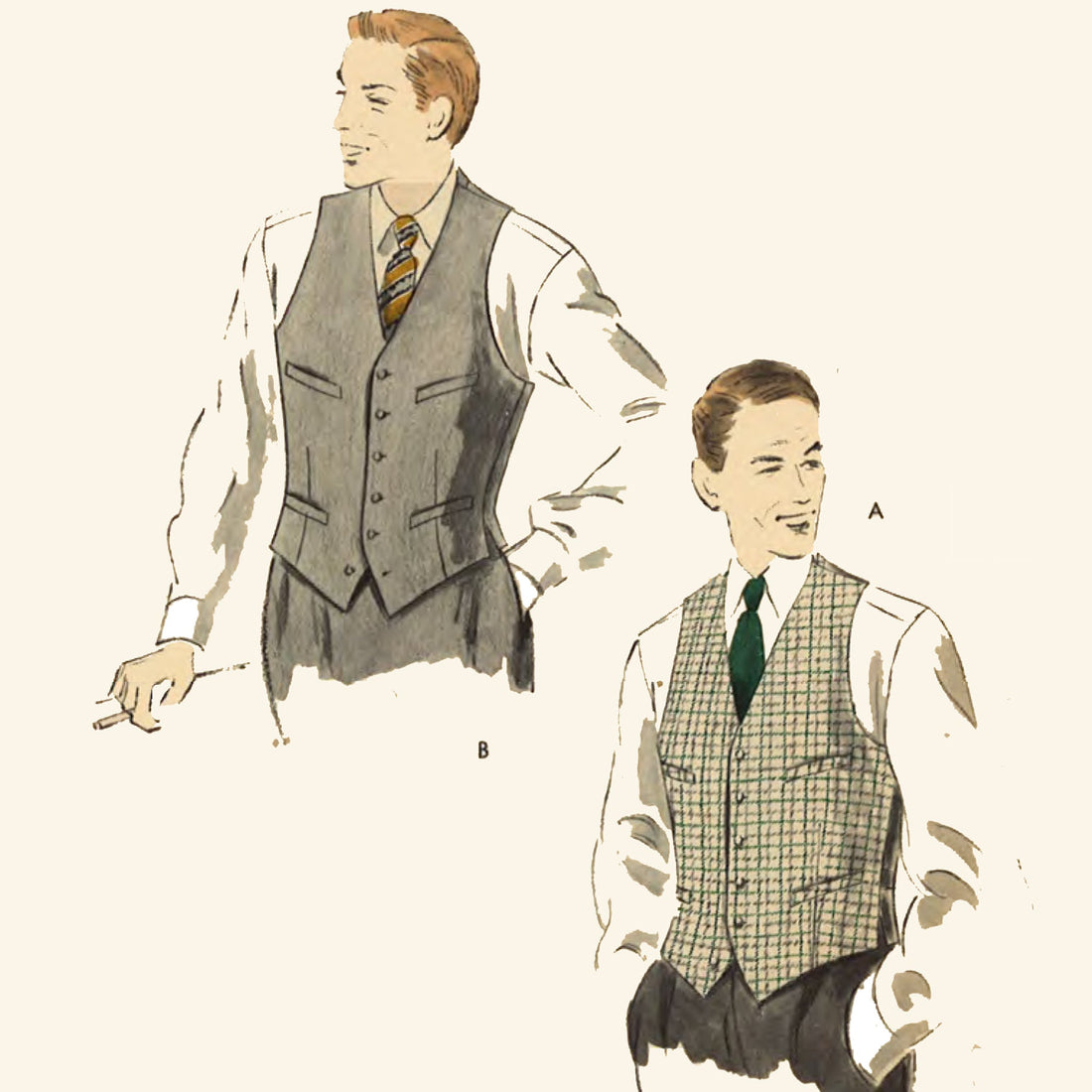 PDF - 1950s Pattern, Men's Vest Waistcoat - Chest 38” (97cm) - Instant ...