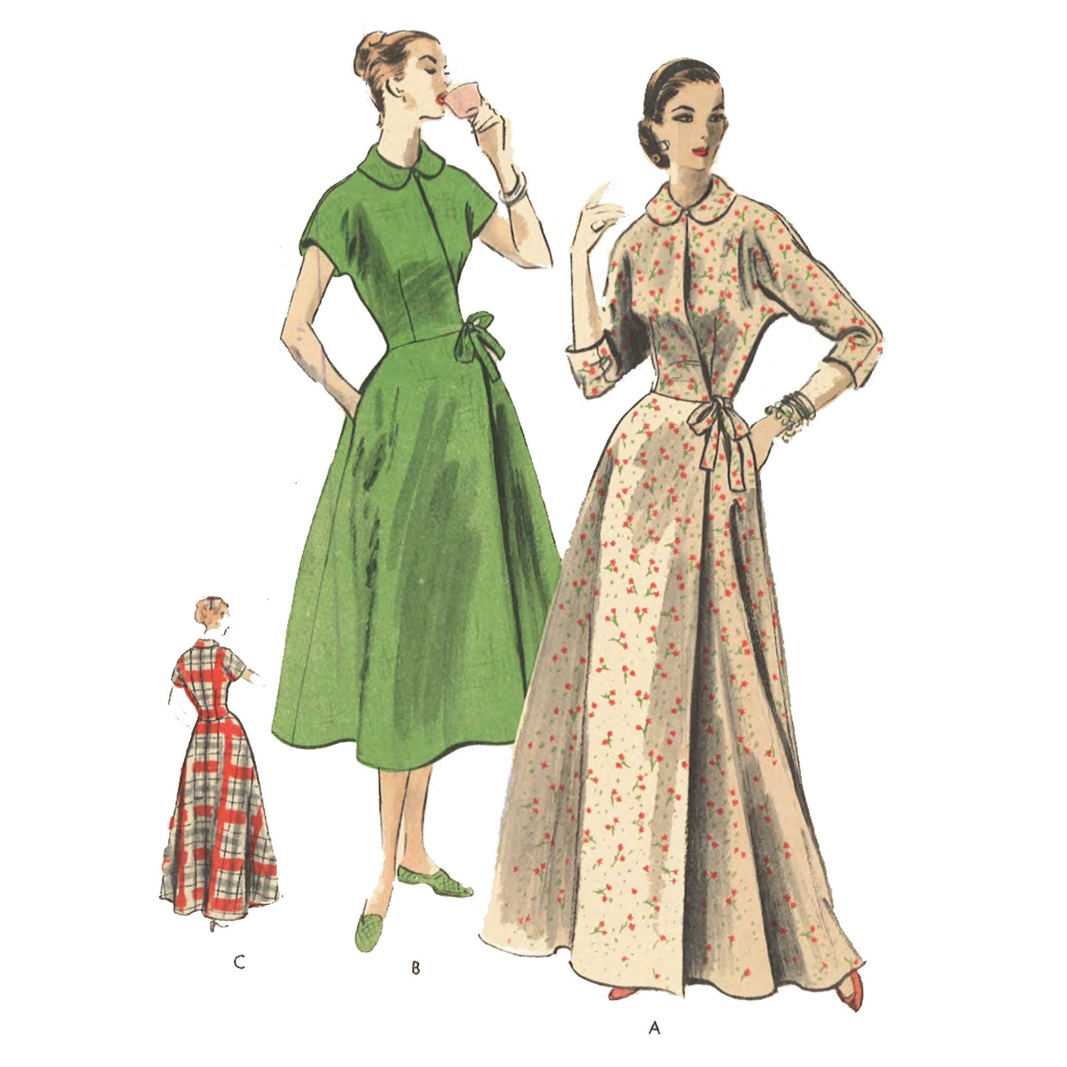 1950s Pattern, Vogue House Coat, Robe 'Easy to Make' - Vintage Sewing Pattern Company