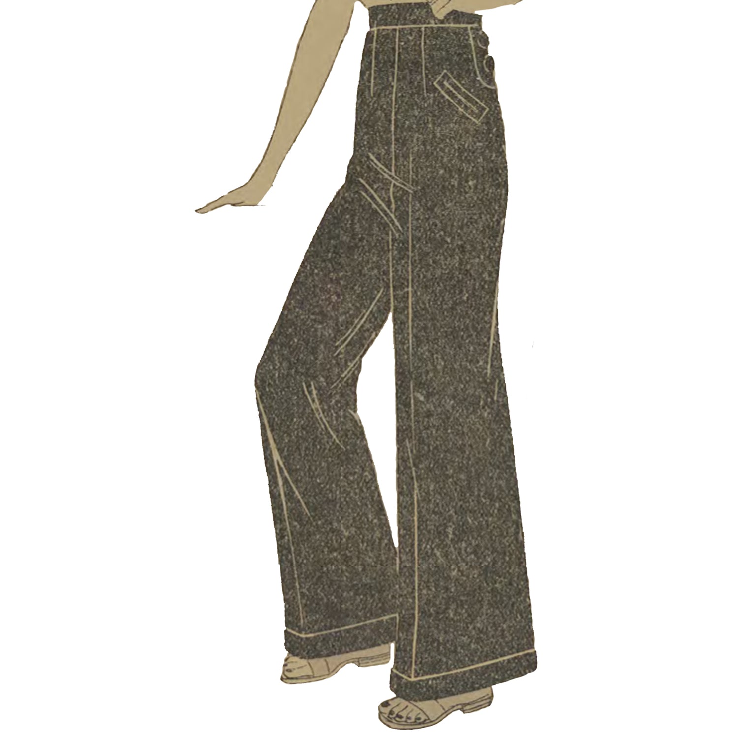 1930's Vintage Sewing Pattern: Women's Wide Leg Slacks, Trousers