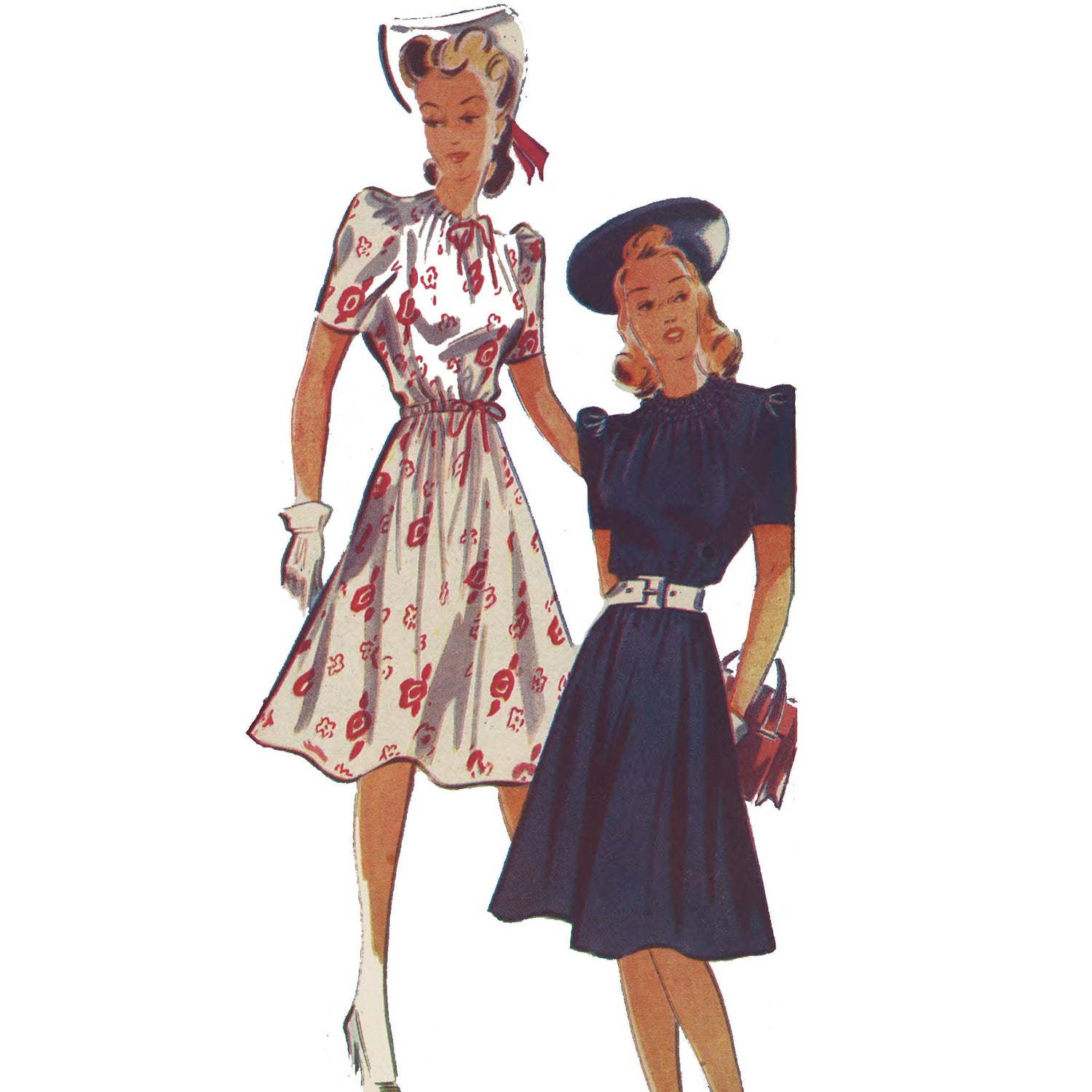 Women wearing 1940s dress