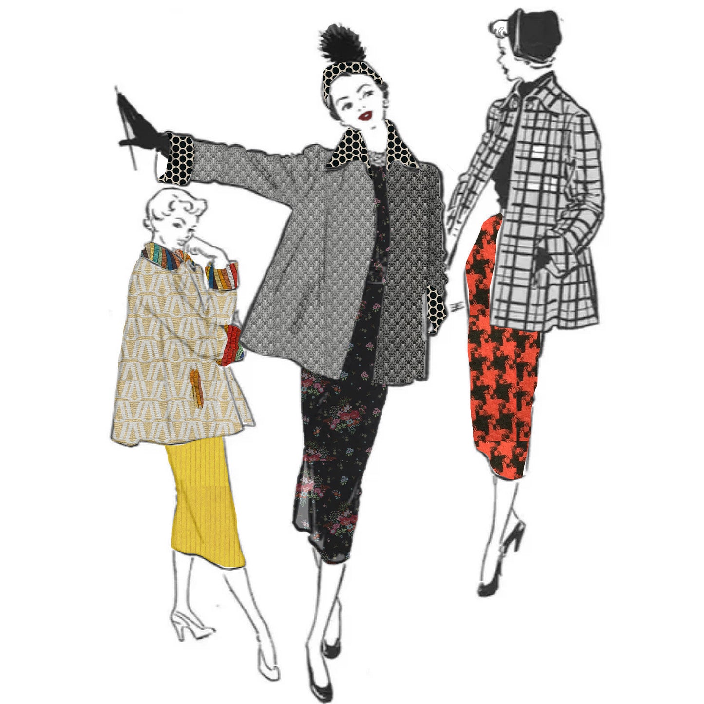 1950s Pattern, Women's Swing Jacket with Pockets - Bust 36" (91.4cm)