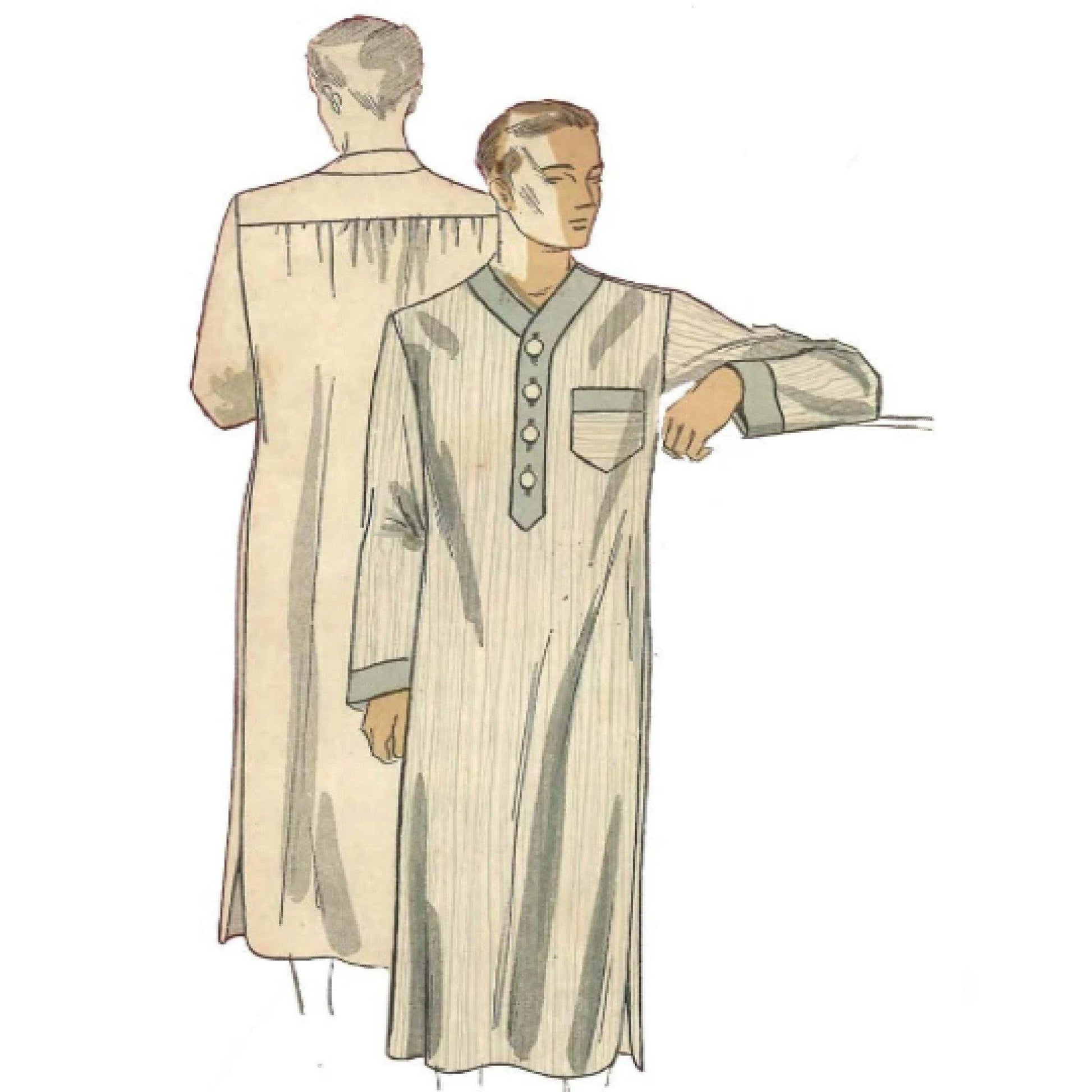 Vintage 1930s Sewing Pattern, Men's Nightshirt PDF Download - Vintage Sewing Pattern Company